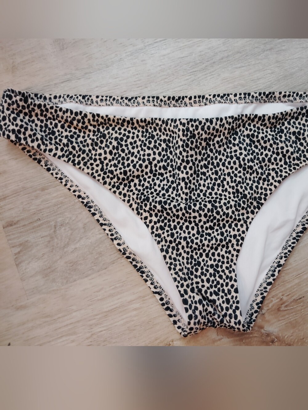 Shade & Shore Leopard Print Bikini Bottoms in Black and Cream